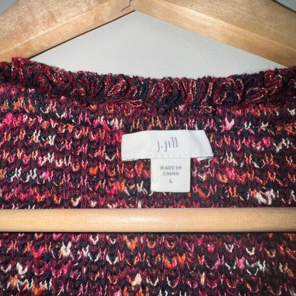 J. Jill Large Colorful Hook & Eye Cardigan Jacket Faux Pockets Shoulder Pads - Picture 5 of 5